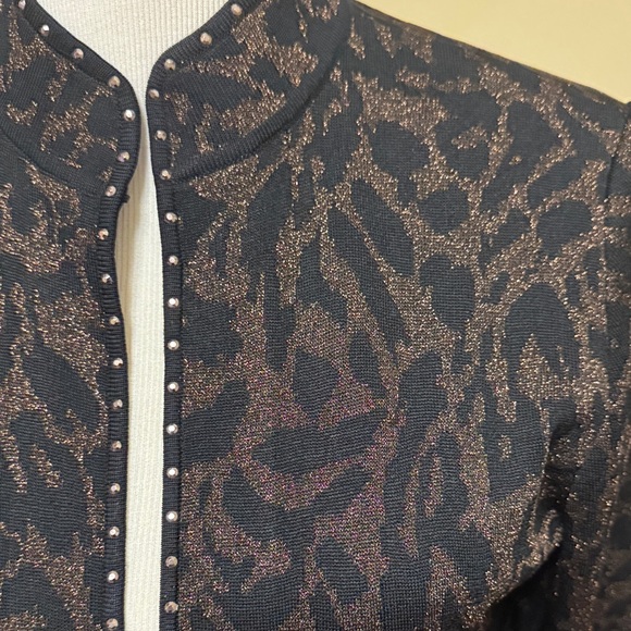 Ming Wang Black/Brown/Gold Patterned Blazer Size S pre-owned. - Picture 2 of 6